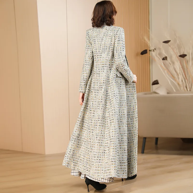 Womens Long Woolen Coat Winter Wool Blend Double Breasted Long