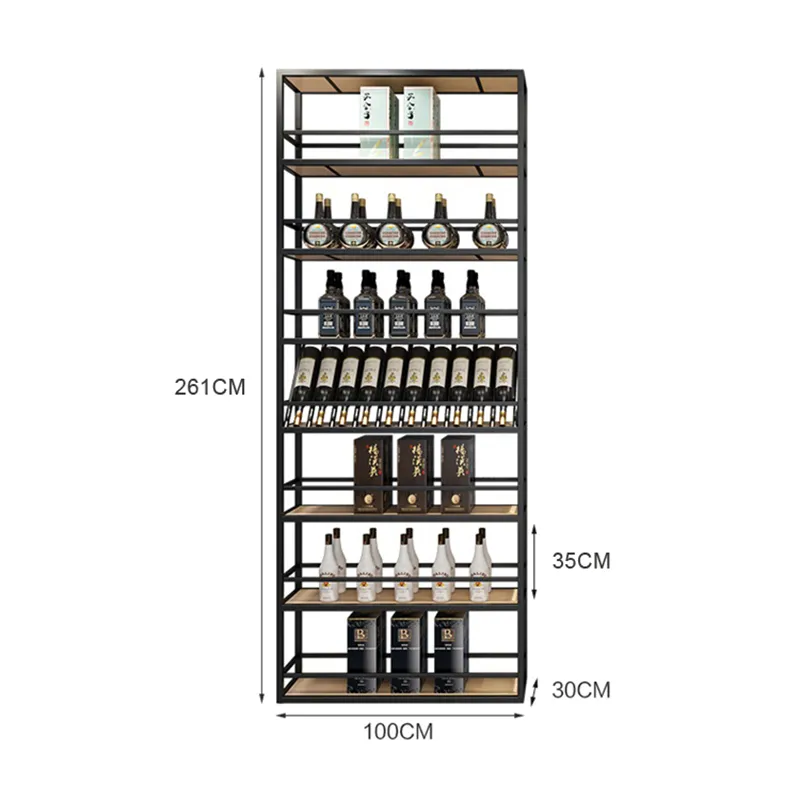 Wood Bar Wall Rack Light pendurou Armazenamento de Armário de Armário de Cabinete Corner Comercial Wine Rack Floor
