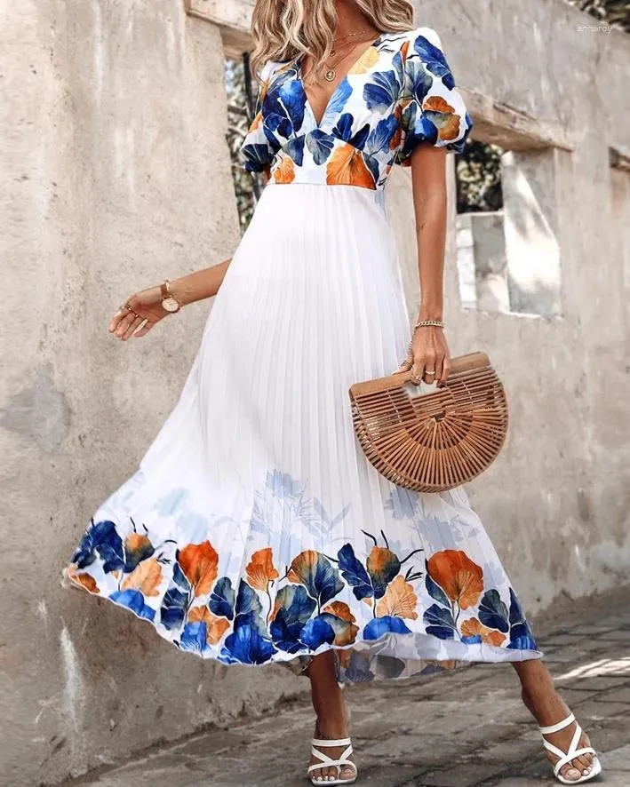 pleated dresses prints elegant Painted in Sunshine Peach & Red Multi Satin Finish Pleated Maxi Dress main image 0