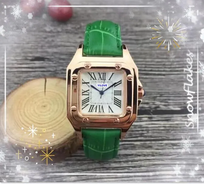 Topkwaliteit modehorloge dames sqiare Roman tank waterdichte klok kwarts beweging klein formaat liefhebbers kleurrijke koeien leerriem alle misdaadketen polshorloge cadeau