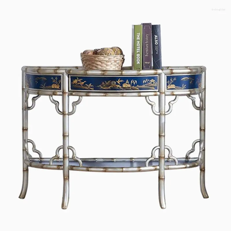 Decorative Plates Entrance Hall French Painted Solid Wood Bamboo Joint Console Tables American Sofa Cabinet