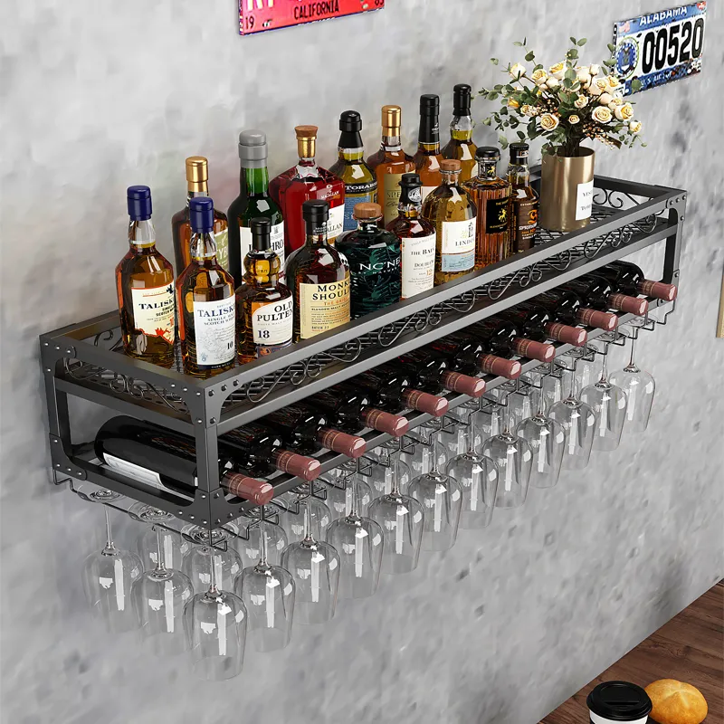 Floating Bar Shelves YALINKA 2Pcs Wall Ounted Wine