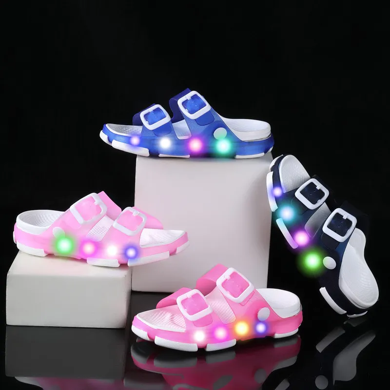 Dzieci Slajdy Kappy LED Plaży LED Sandals Buty Bugi klamra na zewnątrz trampki Rozmiar 20-35