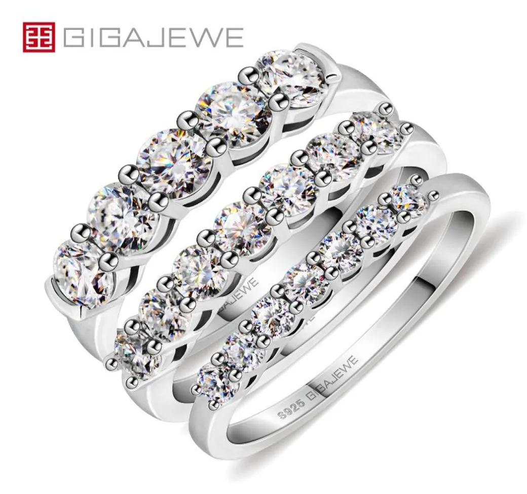 Gigajewe Cadeau de Noël Total 030715CT 2334mm Round Cut Ringvvs1 Moissanite 925 Anneaux d'argent GMSR0281514578