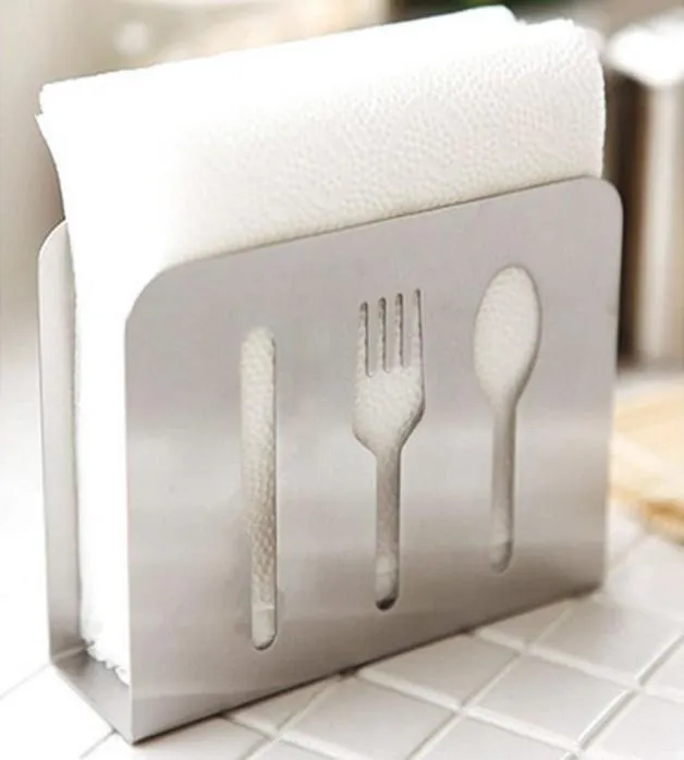 Sponière en acier inoxydable de style européen Terboule de fourchette à serviette Boîte de serviette porte-tissus pour décoration de cuisine à domicile5473852