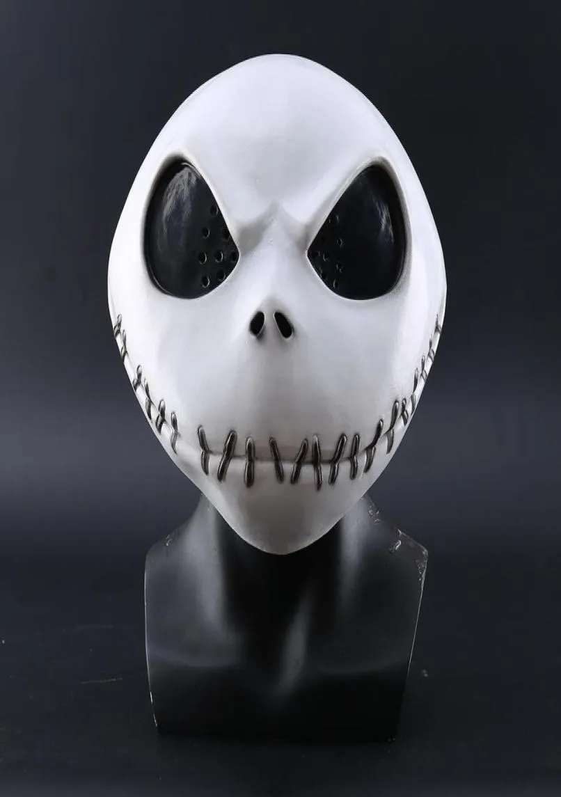 Yeni Kabus Noel Jack Skellington Beyaz Lateks Maske Film Cosplay Props Cadılar Bayramı Partisi Yaramaz Korku Maskesi T8837310
