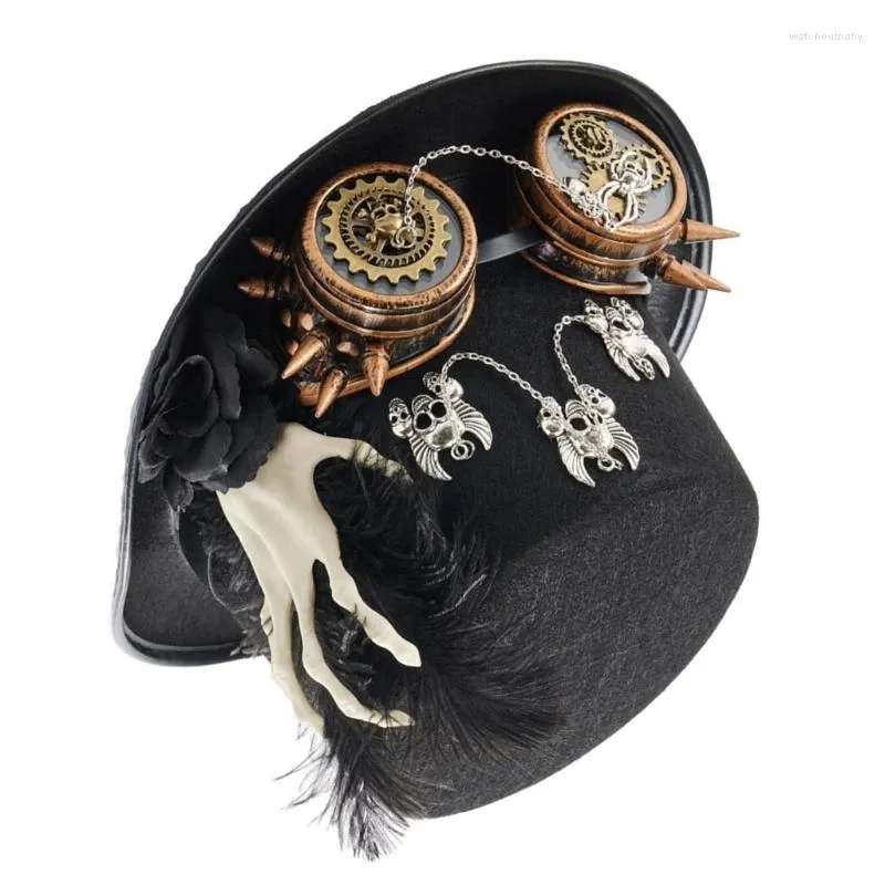 Berets Mediévale Femme Fedoras Hat Steampunk Halloween Flat Top Carnival Party