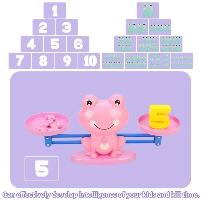 Balance Math Game STEM Montessori counting on game with Frog Card
