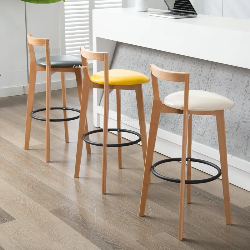 Save Big on Bulk Modern Wood Bar Stools Minimalist Bar Stool: Solid Wood  High Bar Chair, Modern Kitchen Counter Stool, Creative Cafe Front Desk
