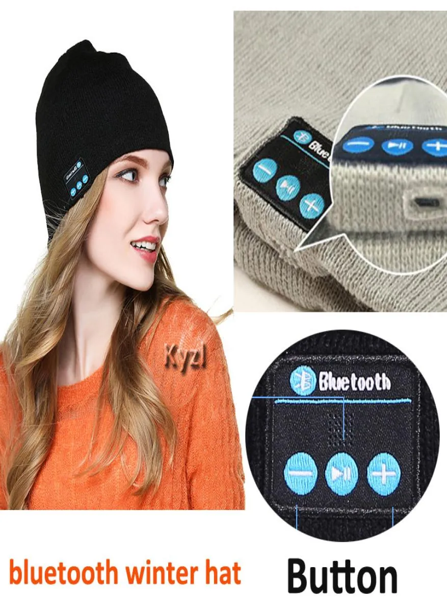 HD Bluetooth Winter Hat Stereo Bluetooth 42 Wireless Smart Beanie Headset Musical Knit Headphone Speaker Hat Speakerphone Cap 1809124699