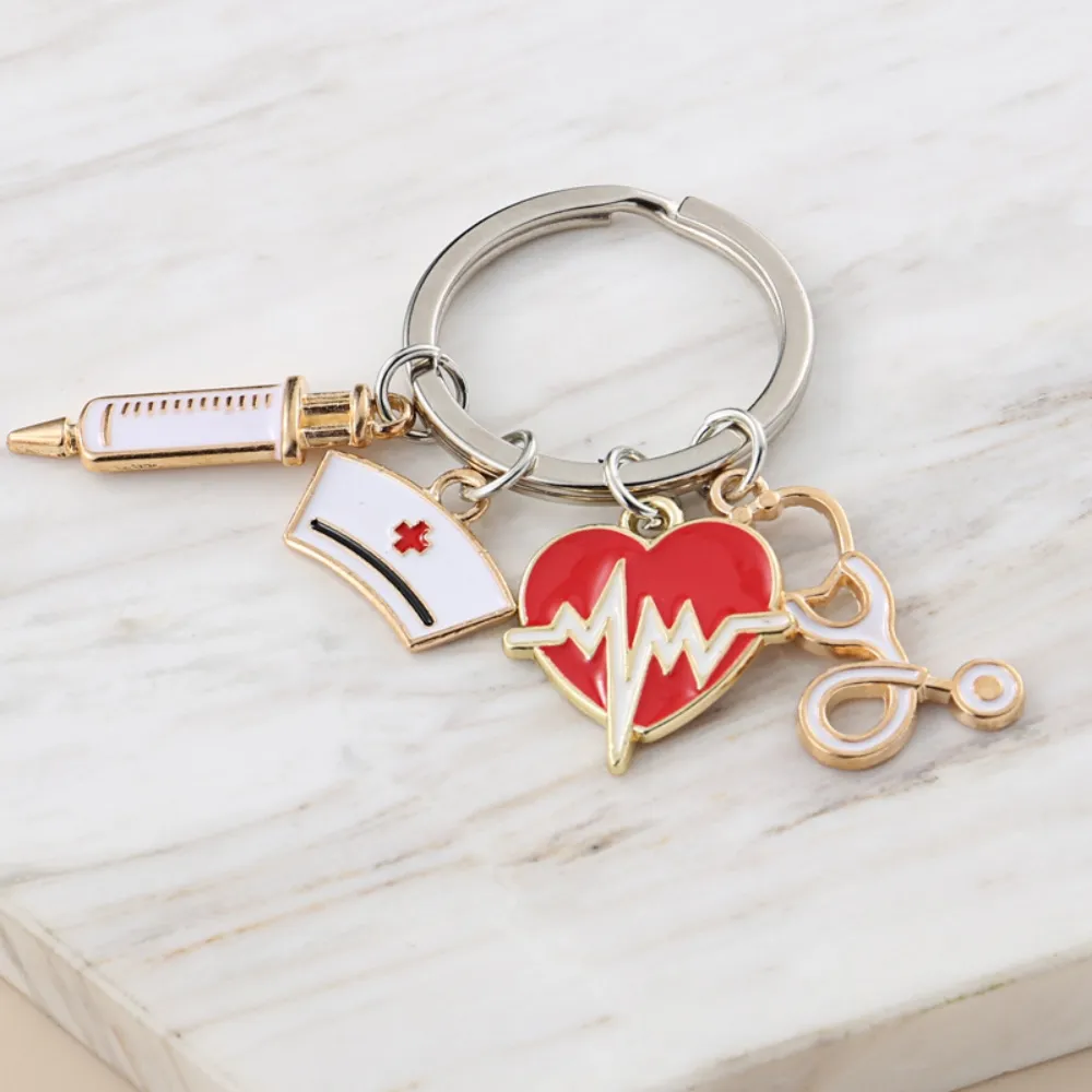 Internal Medical Keychains Creative Medical Tool Keychain with Stethoscope, Syringe, ECG, and Mask ...