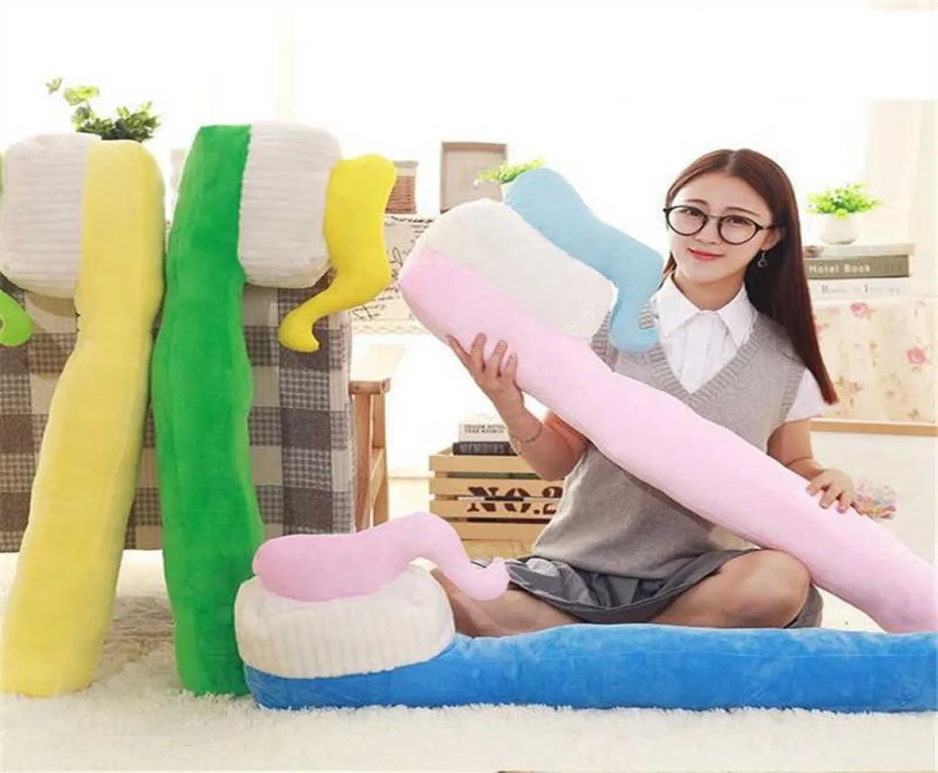 90см с одной кусочкой творческая зубная щетка подушка PP хлопковая фаршированная спальная подушки плюшевые игрушечные диван -отделные подушки 4 цвета Q07491765