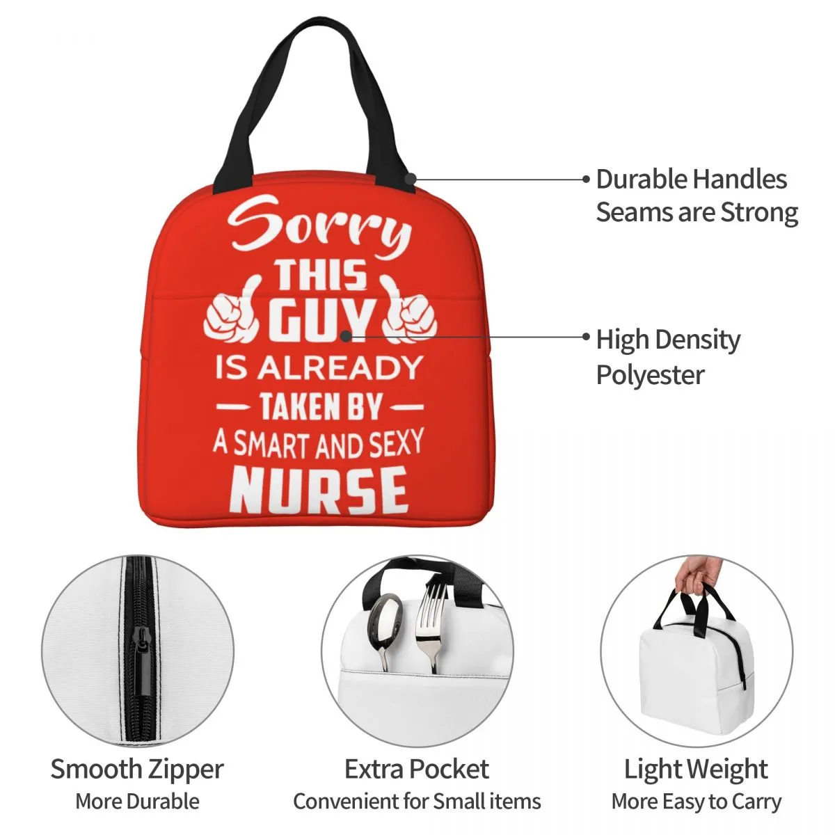 Nurse Insulated Lunch Bags Cooler Bag Lunch Container Boyfriend Fiance Husband Leakproof Lunch Box Tote Food Bag School Outdoor