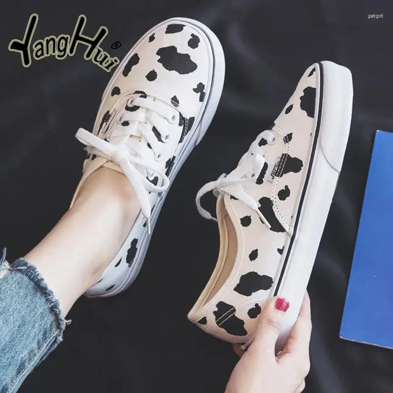 Casual Shoes Korean Version Canvas Cow Pattern Flat Bottom Anti-slip Women 2024 Fashion Simple All-match Shoe Summer