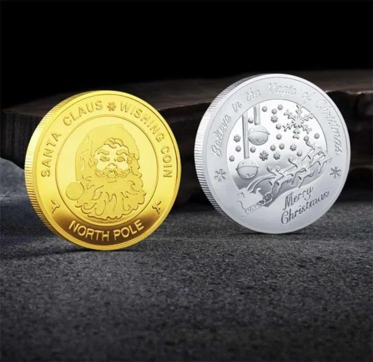 Ganzes Santa Claus ing Coin Sammlerstück Gold plattiert Souvenirmünze Nordpolkollektion Geschenk Frohe Weihnachten Gedenkcoin6044639