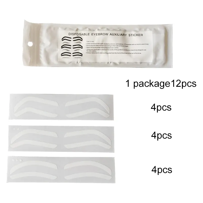 Kitler 12 PCS Tek Kullanımlık Mikrobladlı Kaş Şablon Kaş Kılavuzu Yardımcı Şablon Kaş şekli Bantlar Airbrush Makinesi Makyaj Aracı