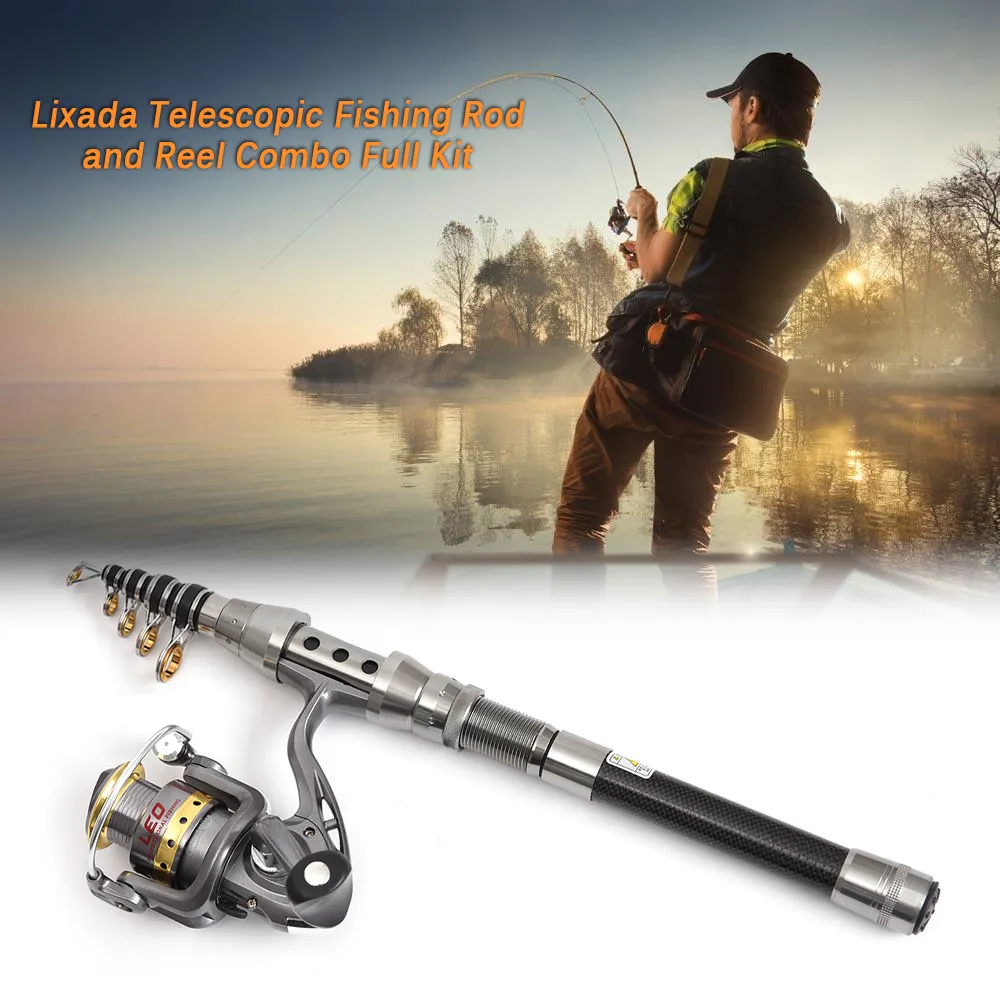 2.49cm lexada telescopic fishing rod set And Reel resistant nylon material Lixada Fishing Rod Reel Combo