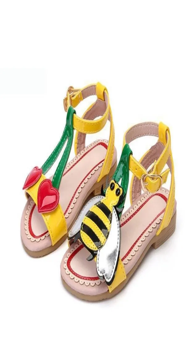 Scarpe estive ragazze sandali moda cartone animato adora le api ciliegie in pelle morbida per bambini baby spiaggia sandali per bambini y2006198071831