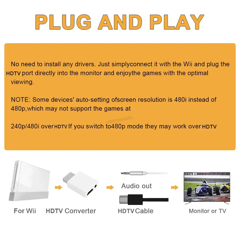 Mayflash Convertitore Wii To HDMI 1080P - Adattatore Per Wii Su TV Full HD, Colore Bianco