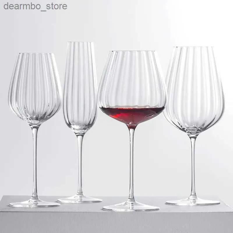 Wine Glasses Transparent Ripple Crystal lass Luxury Household oblet Party Champane lasses Cup Red Wine lass Weddin Cup Christmas ifts L49