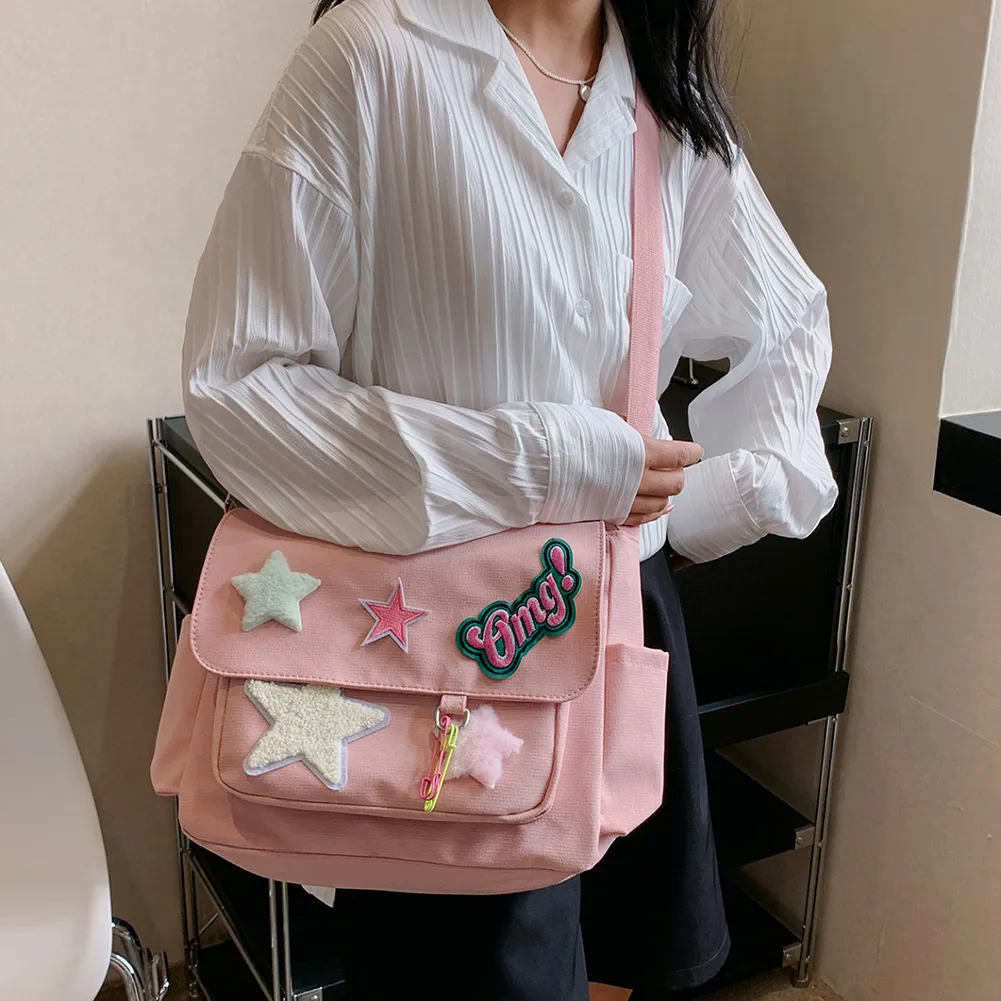 Kawaii Canvas Messenger Pink Duffle Bag For Women Large Capacity Casual Satchel Crossbody Shoulder Handbag Tote Book Pink Duffle Bag From Homepro12 10.91 DHgate.Com