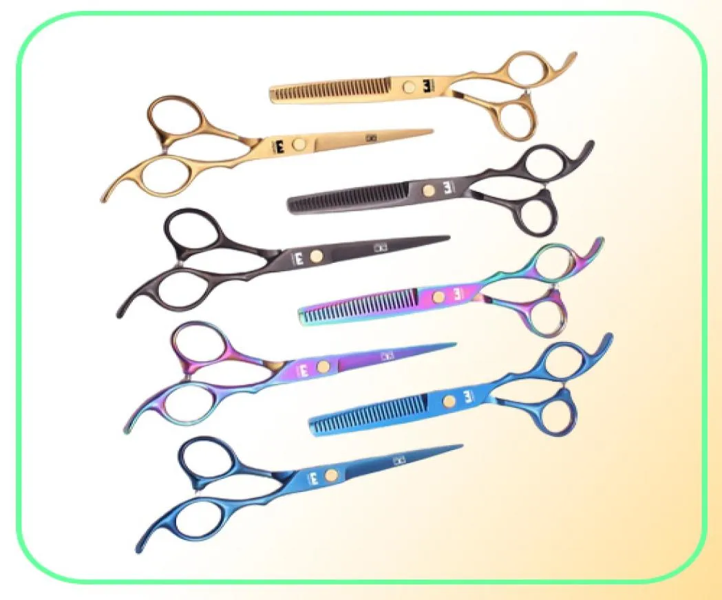 Ciseaux de cheveux multicolores de 6 pouces coups de cheveux coupant les cisaillements d'amincissement professionnels de la coupe de cheveux de haute qualité de haute qualité Shears9369417