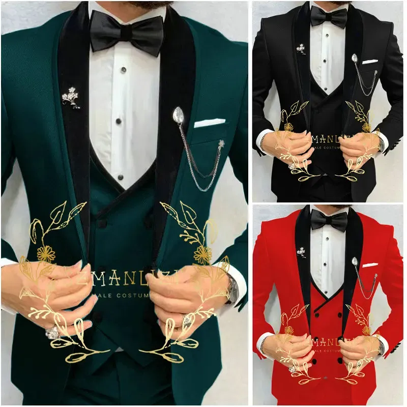 Pantalon 2023 Men de costumes Men Formal pour l'huile de mariage Green Party Blazers Vest Pantal