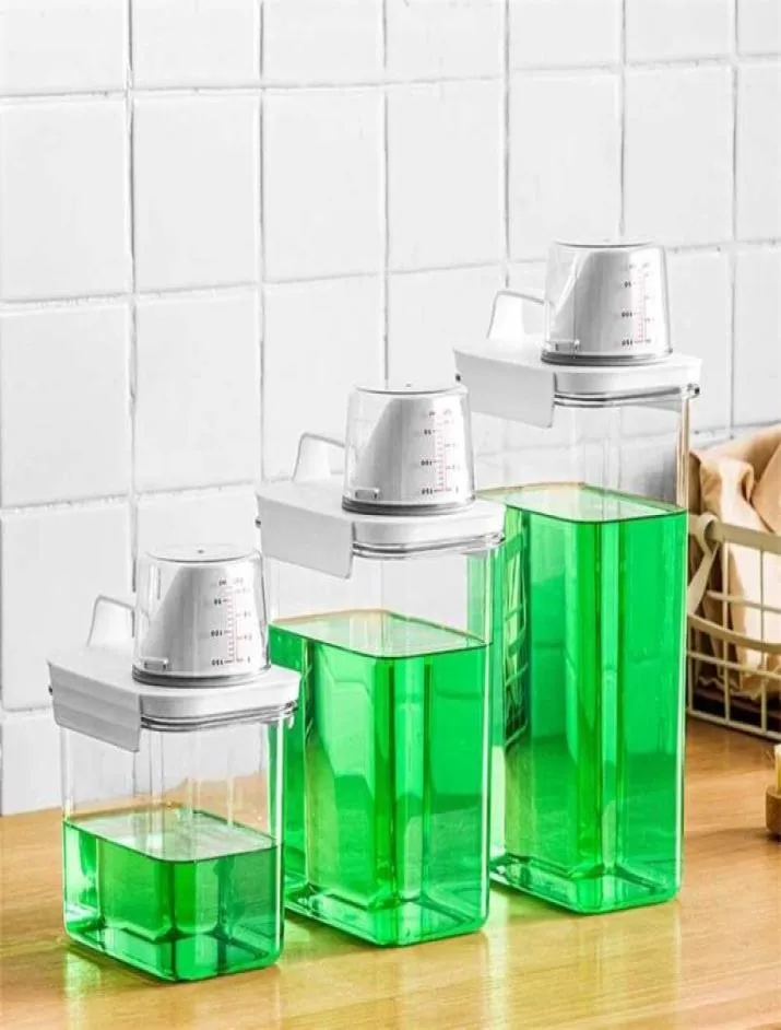 MultiUse Laundry Powder Detergent Dispenser Food Grains Rice Storage Container Pour Spout Measuring Cup Detergent Box 2111308074747