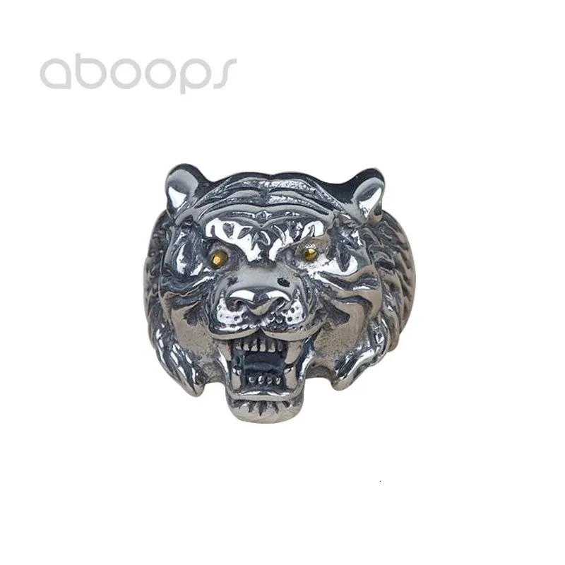 Vintage 925 Sterling Silver Tiger Head Ring For Men WomenAdjustable240412