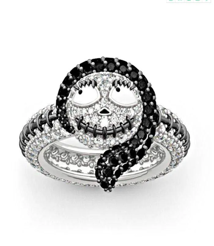 Rings de cluster o pesadelo antes do Natal anel de cristal Sally Black esmal