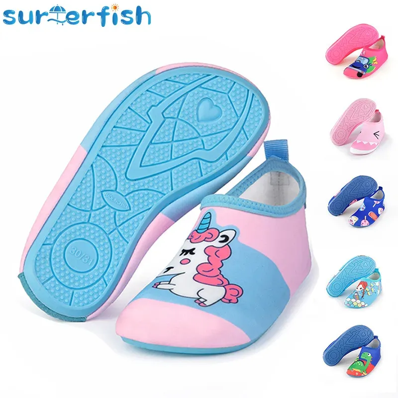 Boots Children Barefoot Shoes Kids Nonslip Water Beach Surfing Swimming Shoe Slippers Unicorn cars Whale Seaside Footwear Home Shoes