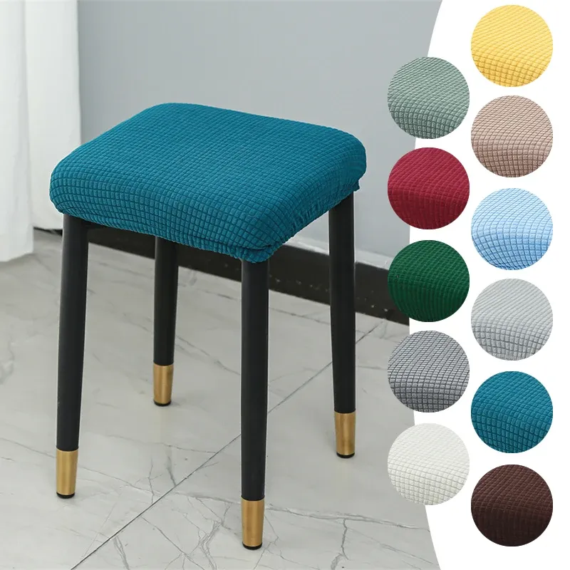 Borttagbar stretch fyrkantig säte täckning fast färg damm täcke elastisk förbandstols sittplats skyddande en enkel stoldekor