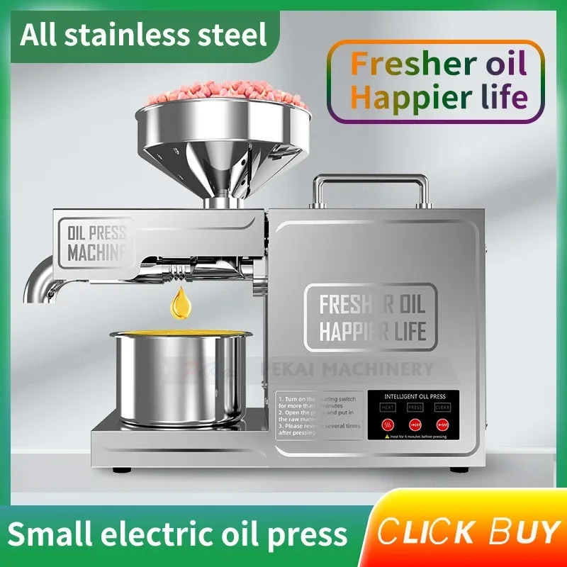 Pressers B03 Stainless Steel Household Oil Press Intelligent Automatic 820W Small Oil Pressers 110V/220V Edible Oil Processing Tool