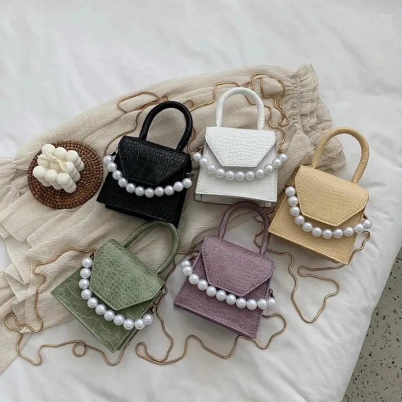 Bolsas de ombro de ombro de couro pu feminino color crossbody ladies mini mensageiro saco de pérolas fêmeas bolsas de embreagem pequenas bolsas de embreagem