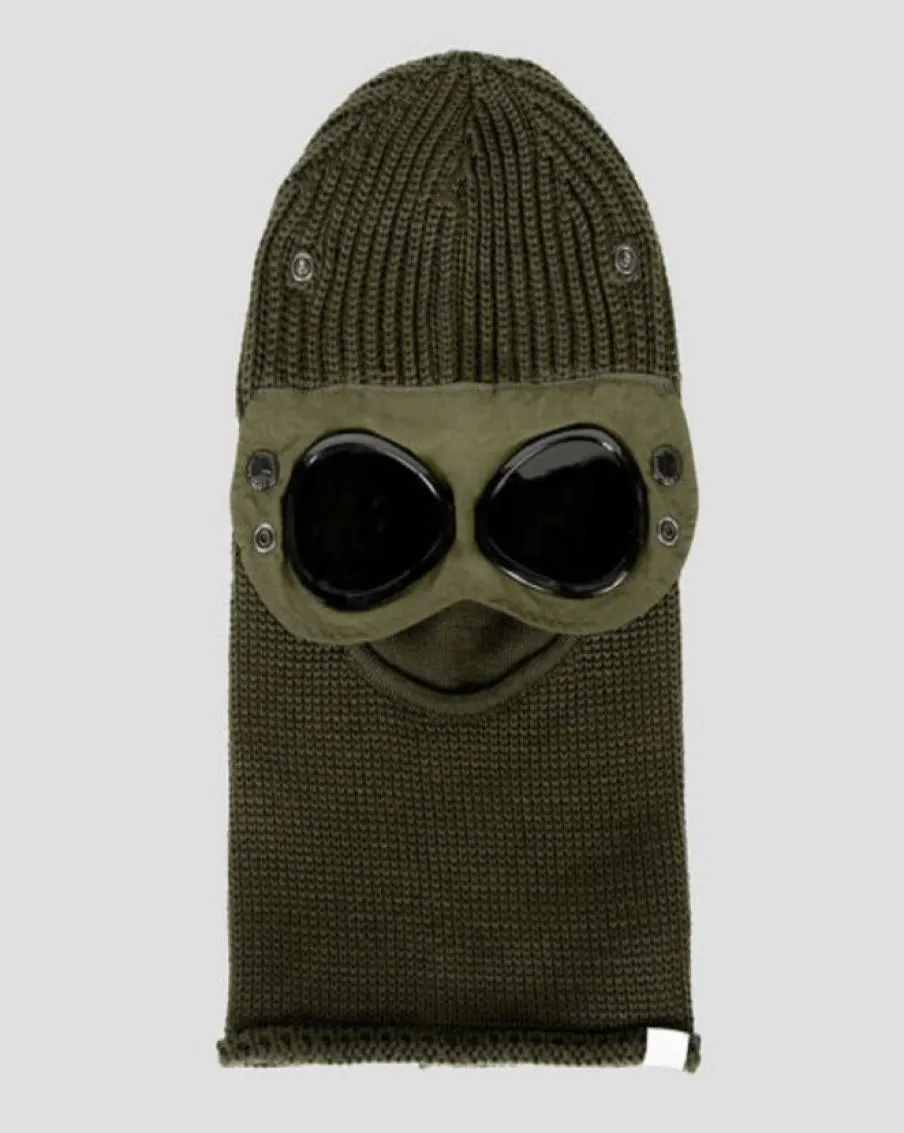 Goggle balaclava extra fino merino lã gorro knit chapéu de homem boné ao ar livre capa retém tampas de caveira de calor preto exército verde5044134