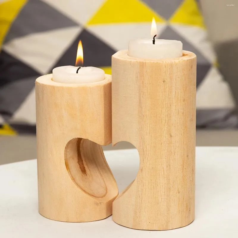 Kerzenhalter 2024 Ankunft kleiner Holz Candlestick Container Desktop Dekor Halter für Home Coffee Shop El