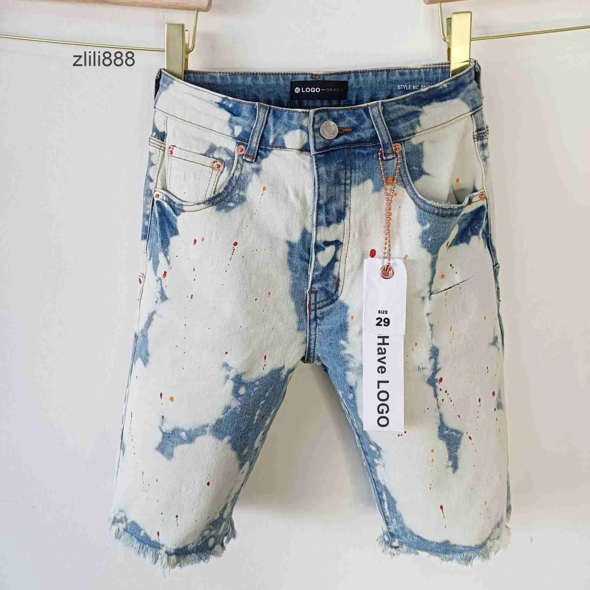 Frühlings-/Sommer Neue lila Marke Trendy Elastic Edged Middle Hosen Unregelmäßige helle Farbe gewaschene Jeansshorts