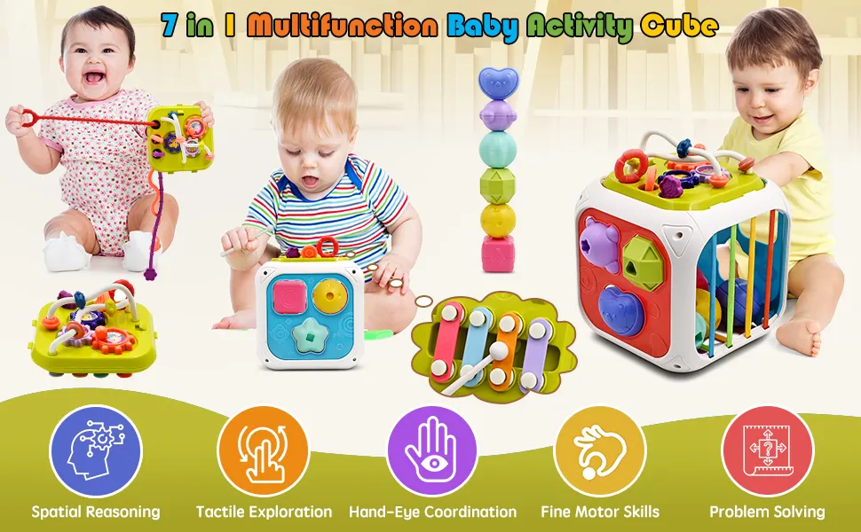 Montessori Toys For 1-3 Year Old - Silicone Learning Color Shape Sorting Teether Travel Toys For Toddlers Age 1 2 3, Fine Motor Skills Infants Sensory Matching Games, Busy Board Boys