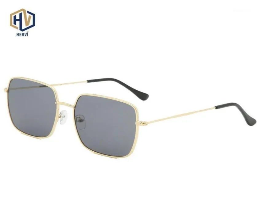 Солнцезащитные очки ретро большие квадратные металлические рамы женщин дизайнер бренд -дизайнерские очки градиент сплошной линз очки17567067