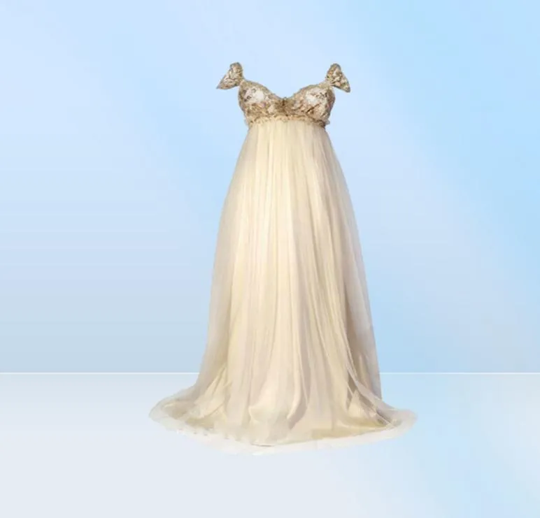 1800 Robes de mariée de style victorien Regency Inspiré vintage Discount élégant A Line Formal Long Bridal Party Gowns6859271