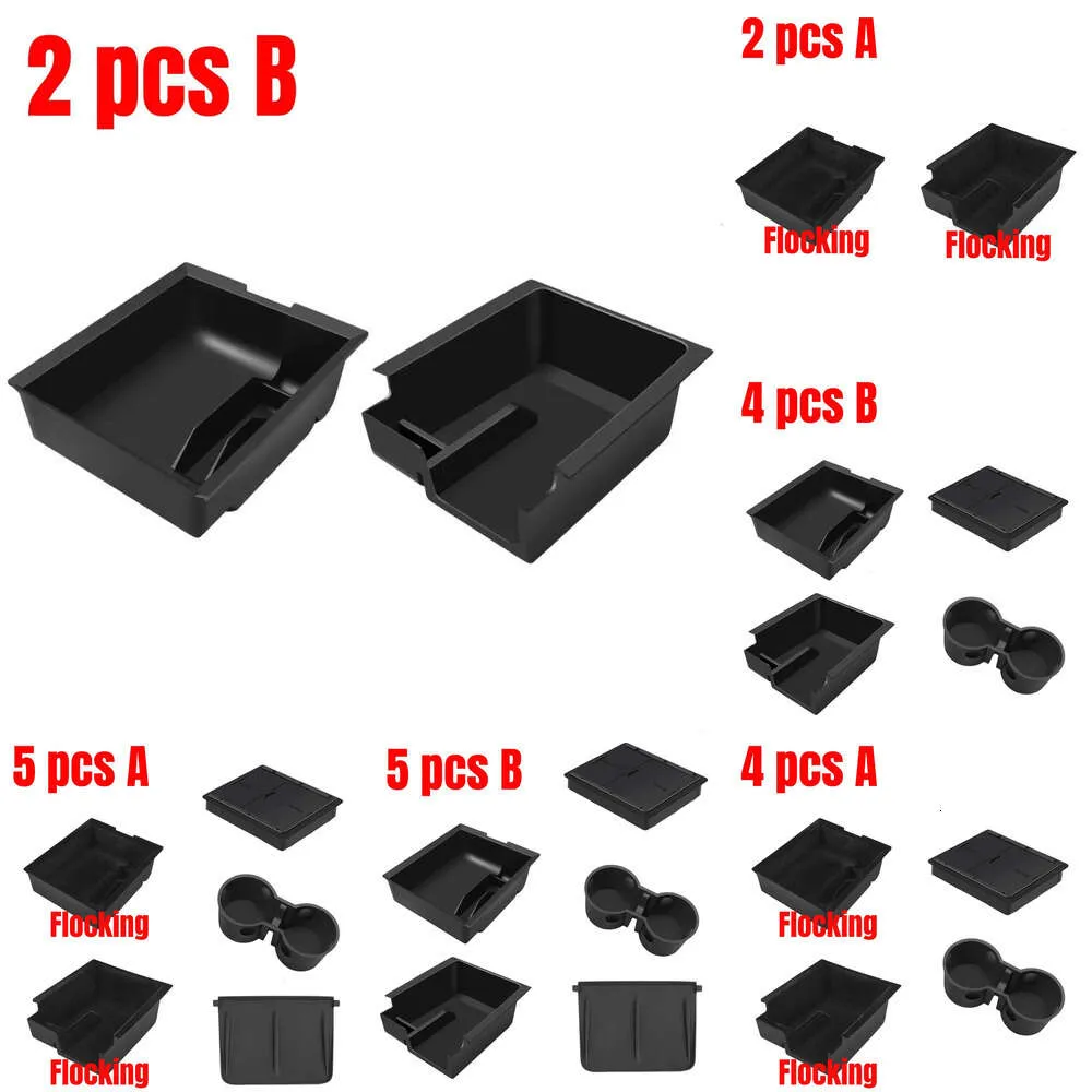 Nuevo 2024 2024 Organizador de consola central de floking para Tesla Modelo 3 2022 Modelo Y 2023 Accesorios interiores de soporte de copa de caja oculta