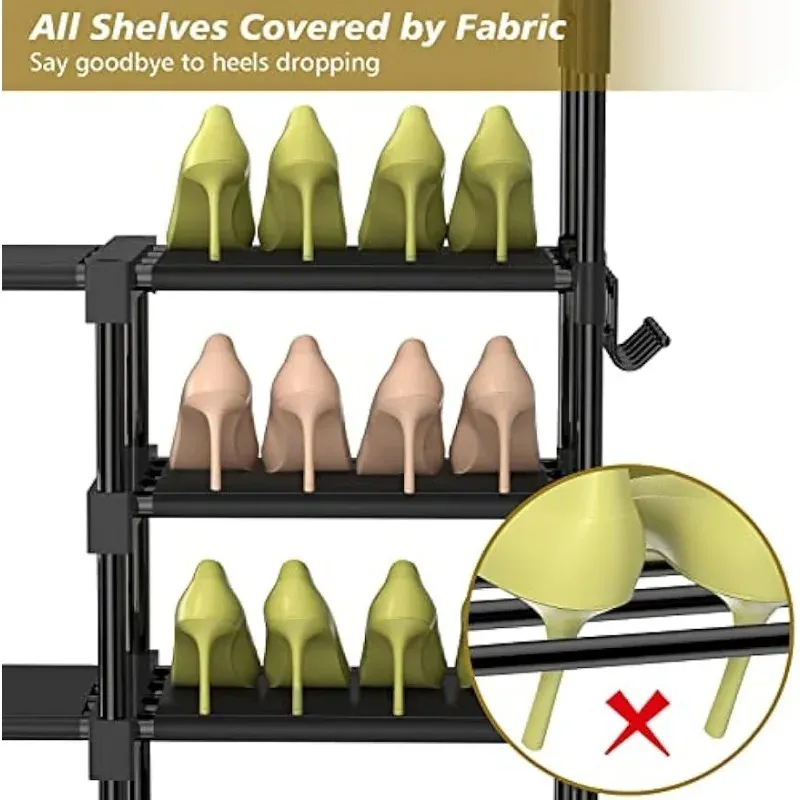 Kayfia 9 Tiers Shoe Rack Shoe Organizer Storage with Wovoven Fabric Tall Shoe Shews Shoe Stad