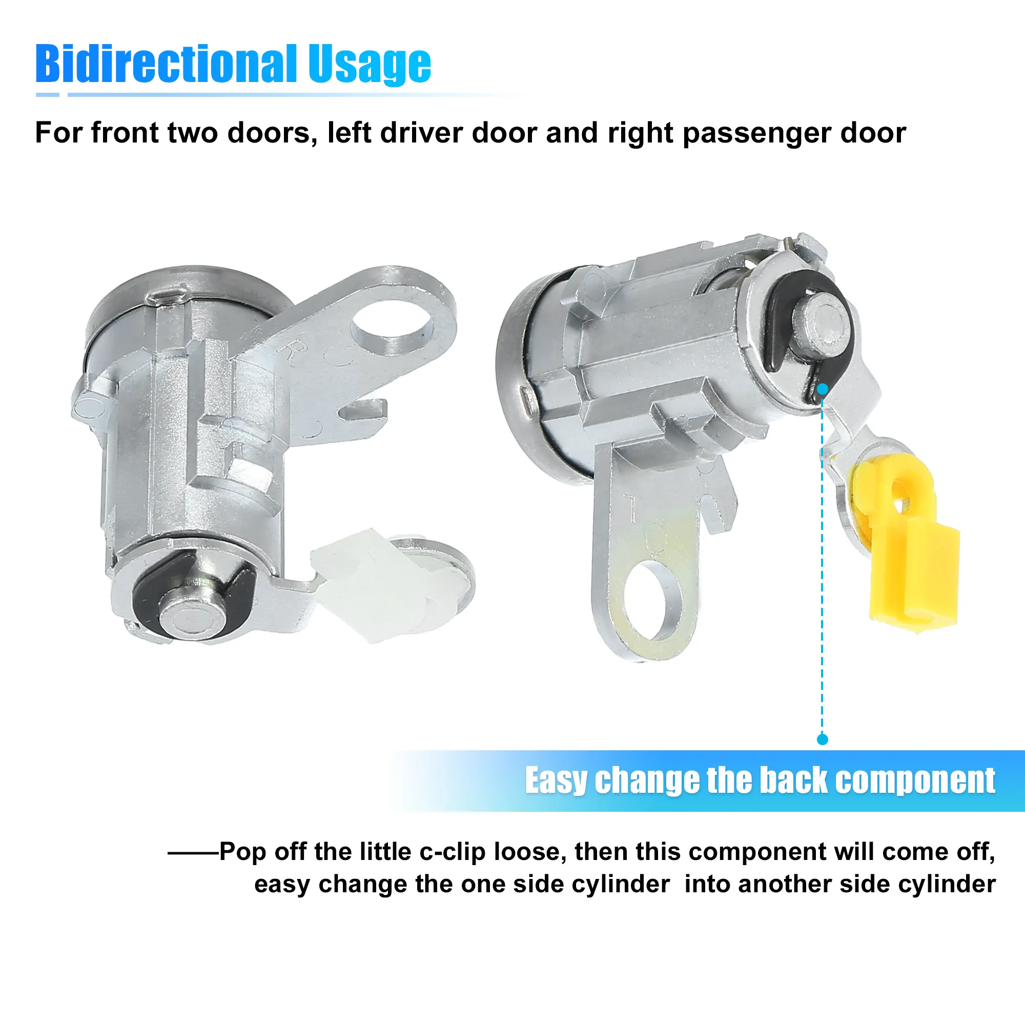 X AutoHAUX e verrouillage de porte Kit du cylindre pour Toyota Tacoma 1995-2004 Conducteur avant et passager Senture de verrouillage de porte latérale