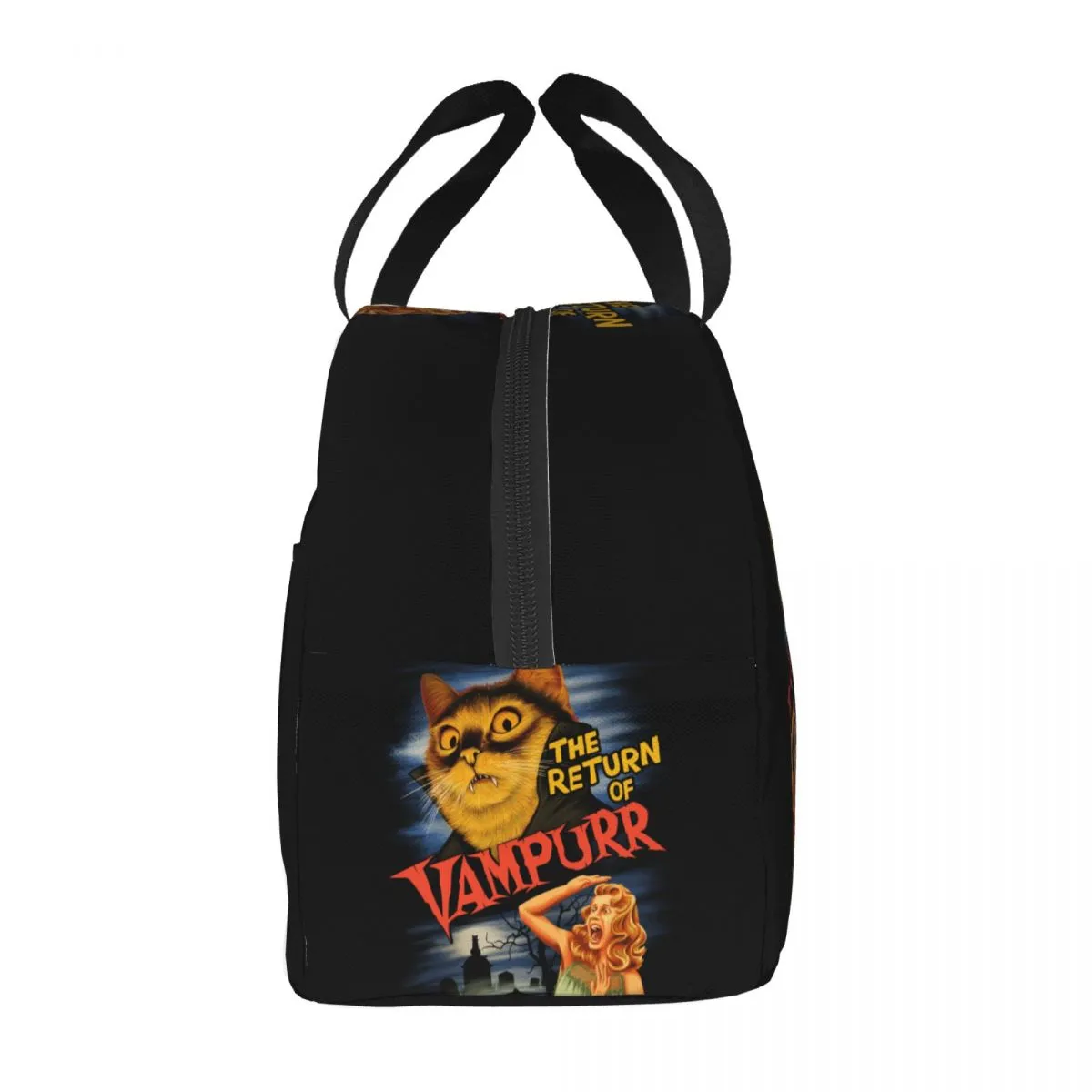 Anpassad Halloween Cat Lunch Bag Women Cooler Warm Isolated Thermal Lunch Box For Children School Food Picnic Tote Påsar