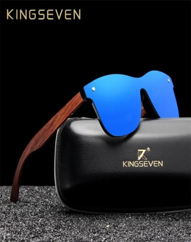 Kingseven Natural Holz Sonnenbrille Männer polarisierte Mode Sonnenbrille Original Wood de Sol Maskulino 2204079370767