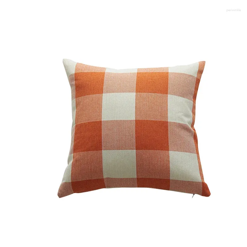 Kussen trendy gele oranje plaid deksels geen binnenste katoenen linnen huisdecoratie vierkant deksel voor stoel funda cojin x48