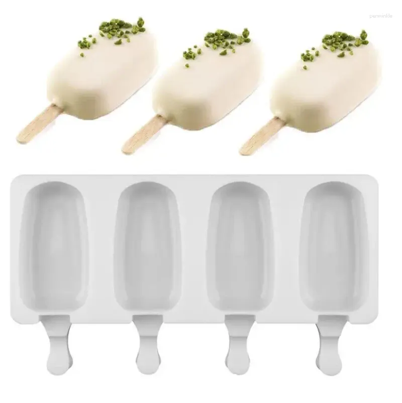 Moules à cuisson en silicone Moules de crème glacée à la crème alimentaire maison Grande barre de congélation de sucette avec bâtons de popsicle