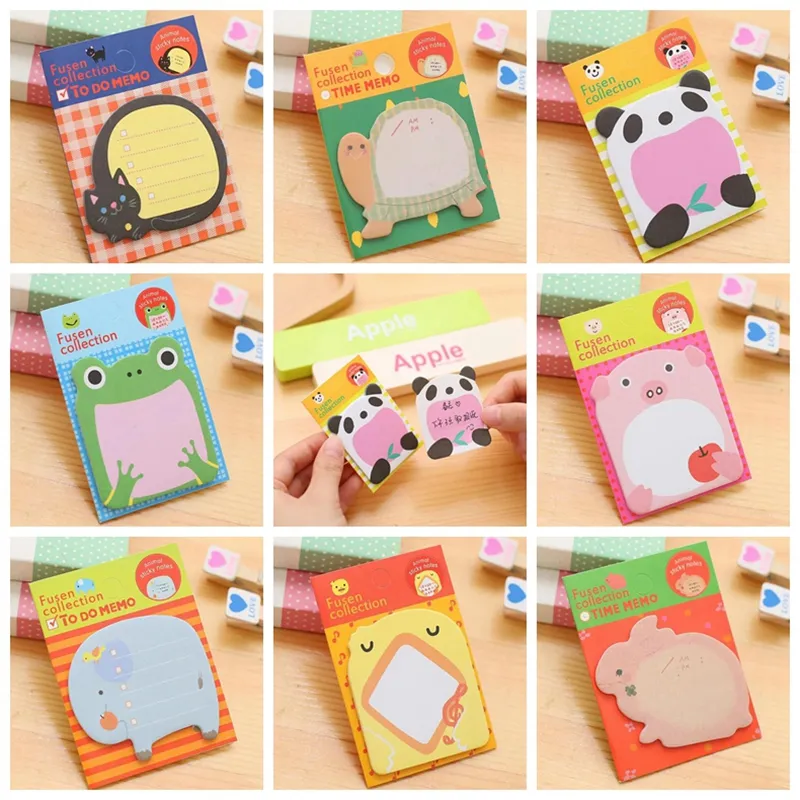 originality Sticker Cute Kawaii Animal Sticky Notes Notepad Memo Pads Office School Supply Stationery Panda Cat Kitty Bookmark 500/PCS TH45a