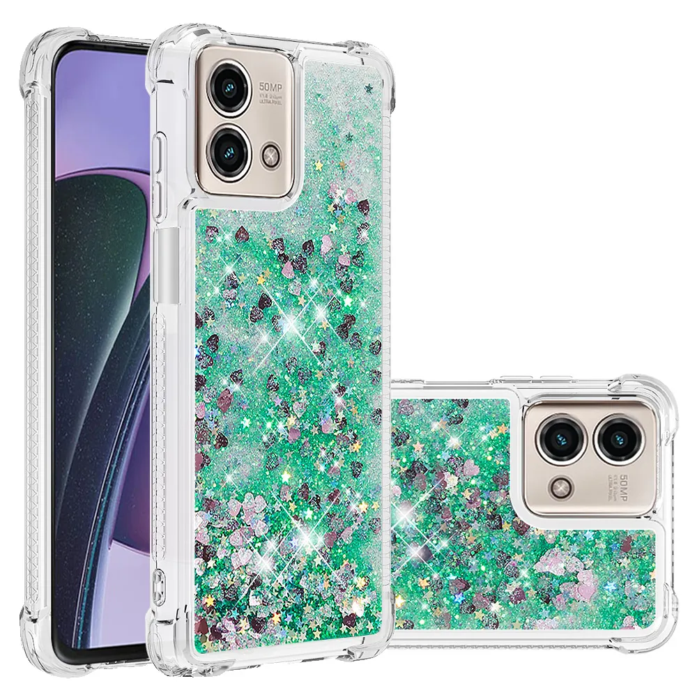 YUXING Cover Glitterata Per Motorola Moto E22 – Custodia Trasparente Con Brillantini, Antishock Viola