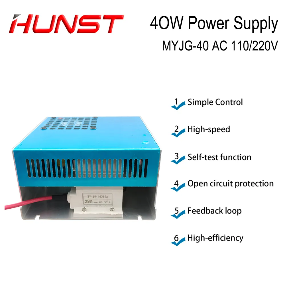 HUNST MYJG-40W CO2 ALIMENTATION LASER ALIMENTATION 110V / 220V Générateur laser pour la machine à gravure laser 40W